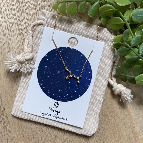 Virgo Constellation Necklace & Gift Pouch 💗 Gold - Picture 5 of 9